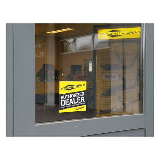 Motorcycle storehouse, authorized dealer window decal