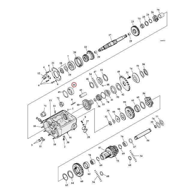 JIMS, outer bearing race, transmission mainshaft. +.005"