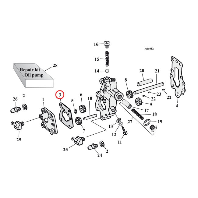 Cometic, oil pump body to cover gasket