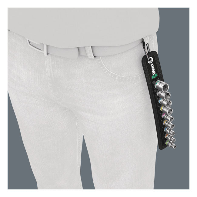 Wera socket belt with 1/4" drive hex sockets - Metric