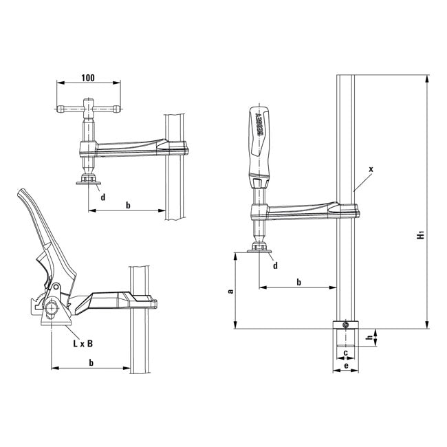 Bessey, clamping element for welding tables TWV