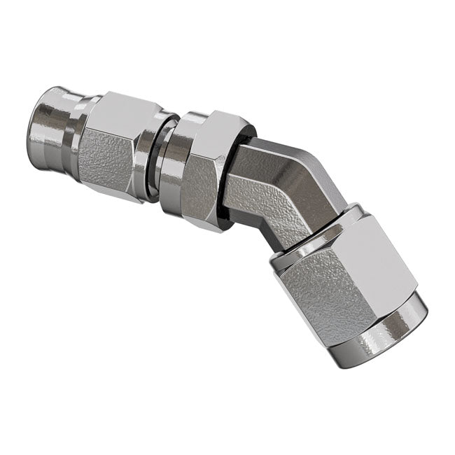Goodridge, hose end 45 degree forged swivel bend tube. SS