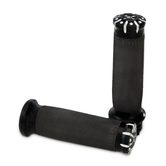Burly, Hawk Billet grip set Black CC stripes/dots