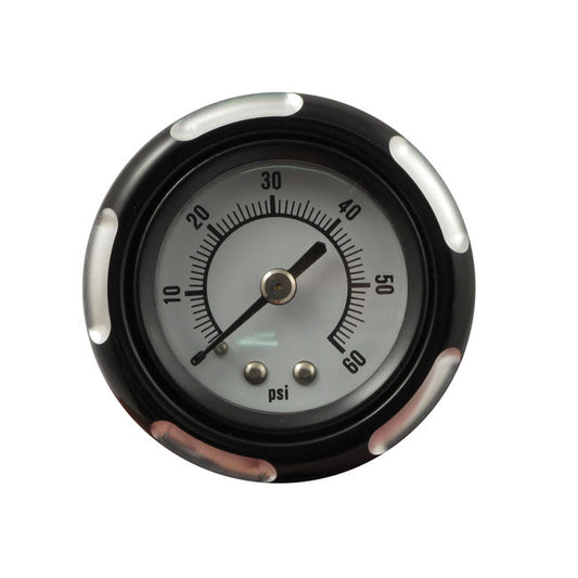 Billet oil cooler, with oil pressure gauge