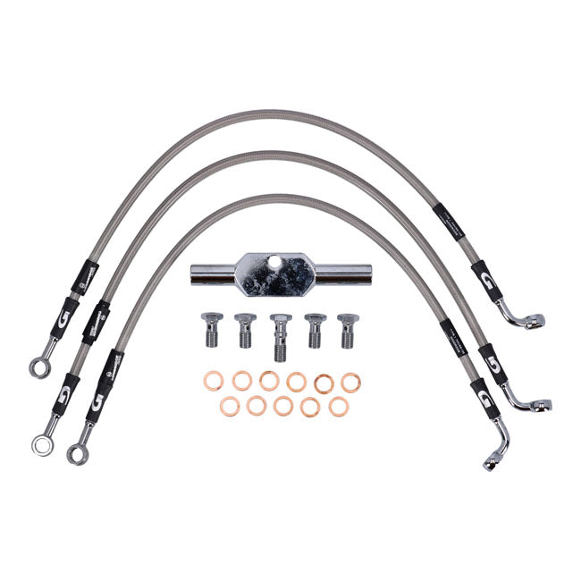 MCS by Goodridge brake line front, stainless clear coated