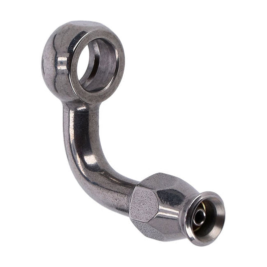 Goodridge, 3/8" (10mm) banjo fitting 90 degree bend. SS
