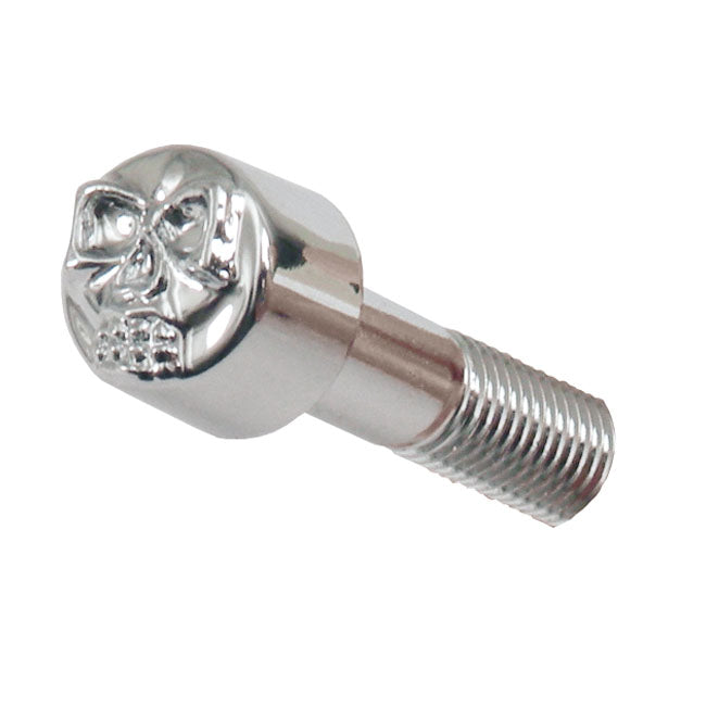 Chrome head bolt cover with skull