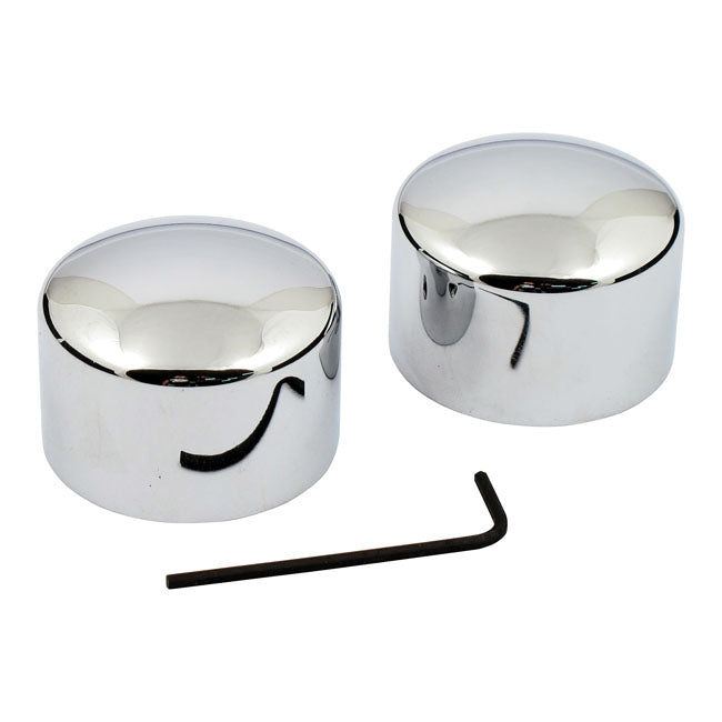 Front axle nut cover kit. Chrome. Domed