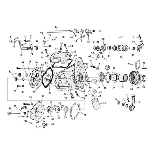 JIMS, retaining ring mainshaft bearing, left
