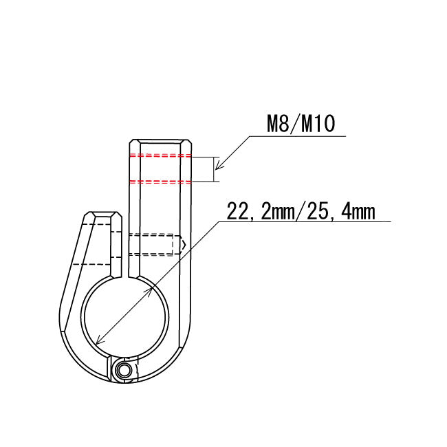 Daytona, universal bracket. Front-mount. 7/8" ID. M8 thread