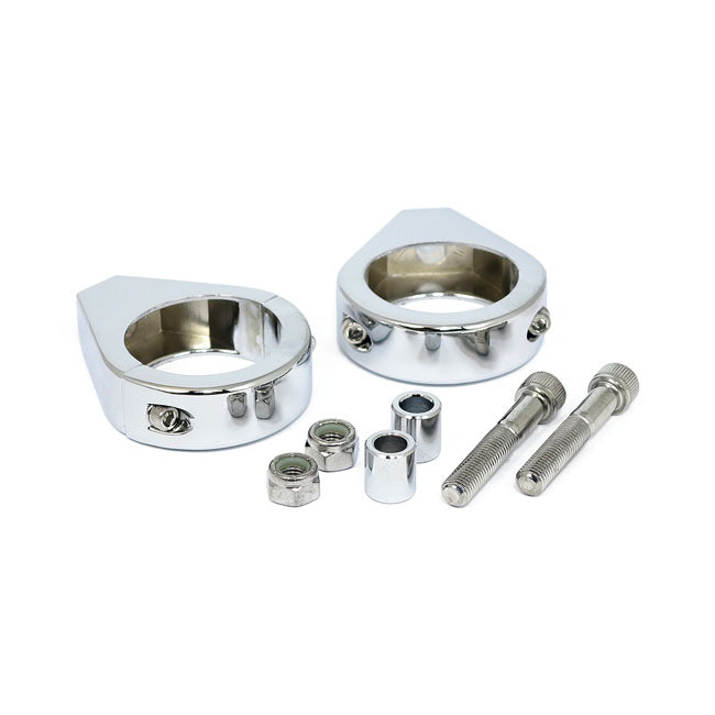 Smooth edge fork mount clamp kit. 49mm. Chrome