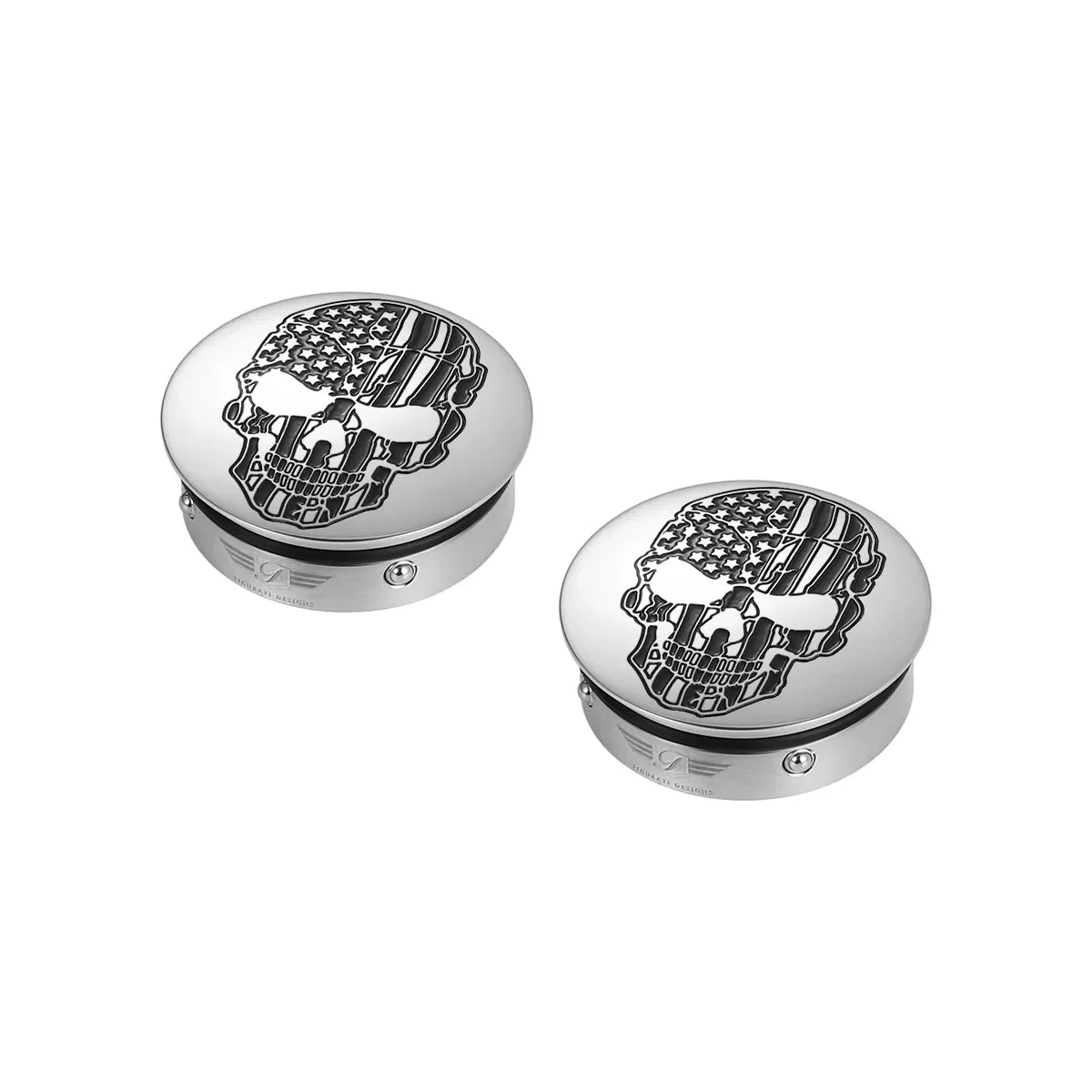 Harley-Davidson Stainless-Steel / Black Swing Arm Covers American Flag Skull - image 3