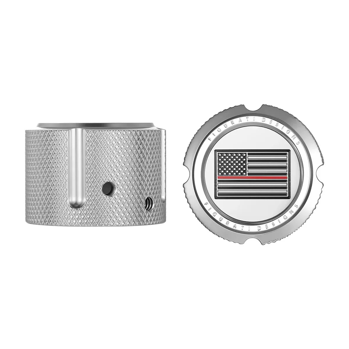 Harley-Davidson Stainless-Steel Front Axle Nut Covers Thin Red Line American Flag - Reversed - image 1