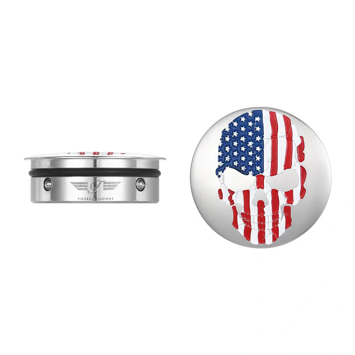 Harley-Davidson Stainless-Steel Red White and Blue American Flag Skull Swing Arm Cover - image 1