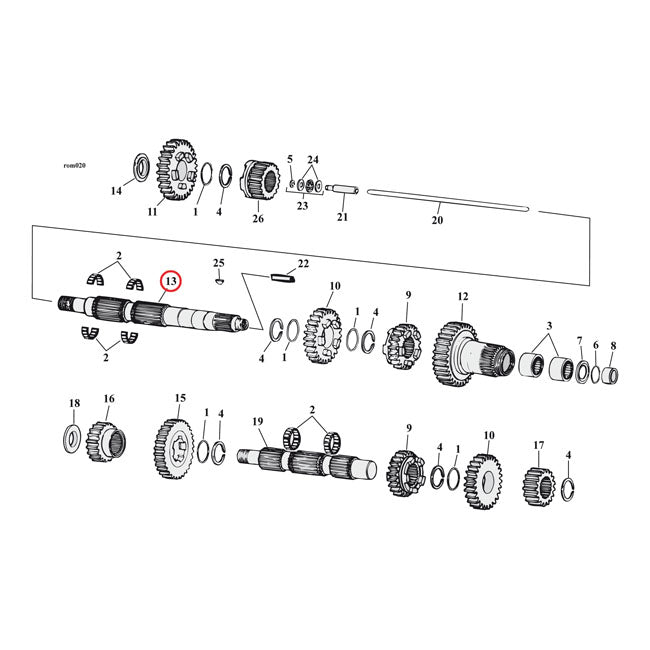 Andrews, transmission mainshaft