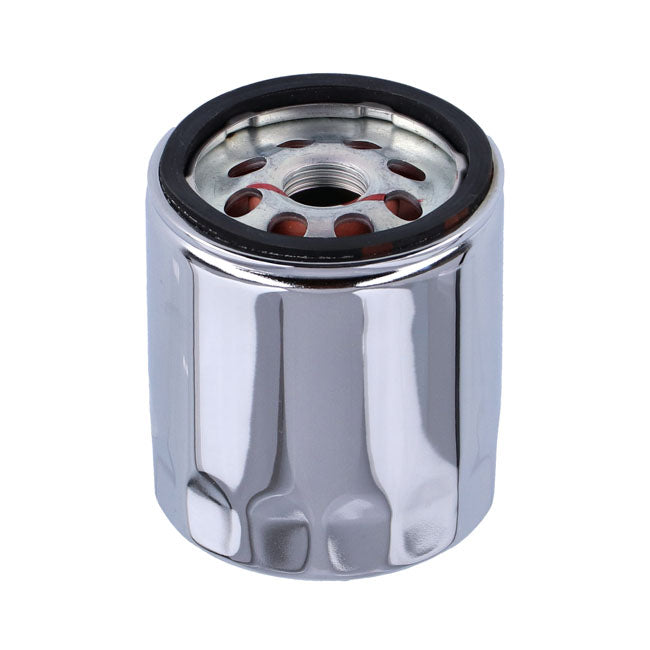 S&S, spin-on oil filter. Chrome
