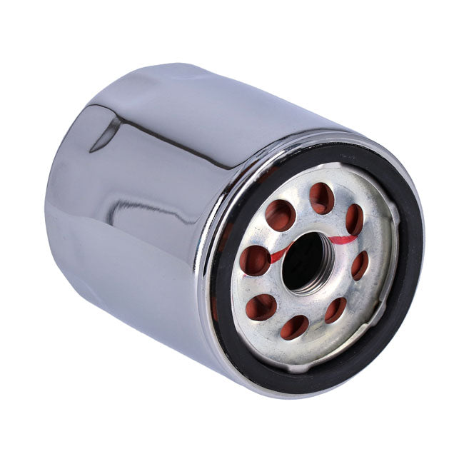 S&S, spin-on oil filter. Chrome