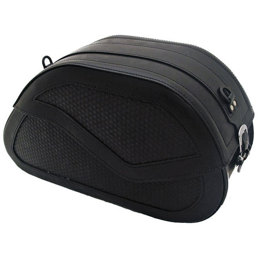 MCS, reinforced rigid leather saddlebag set. BW. 33 liter
