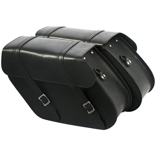 MCS, reinforced rigid leather saddlebag set. 17 liter