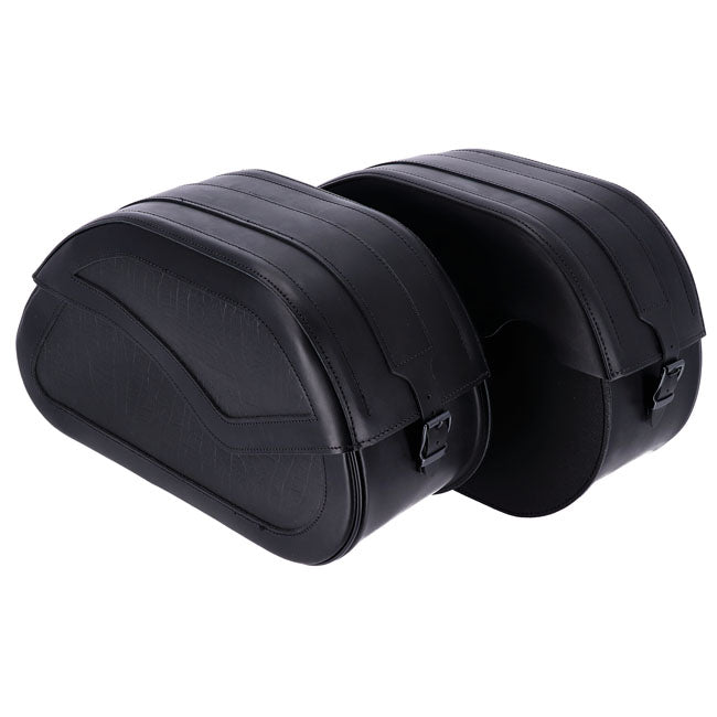 MCS, reinforced rigid leather saddlebag set. 32 liter