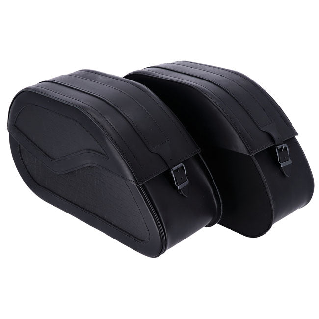 MCS, reinforced rigid leather saddlebag set. 32 liter