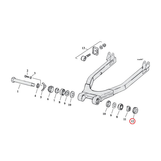 Locknut, swingarm bearing left