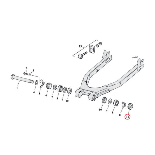 Locknut, swingarm bearing left