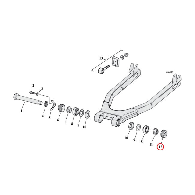Locknut, swingarm bearing left