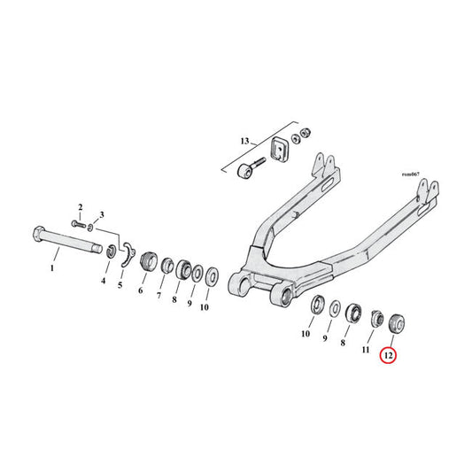 Locknut, swingarm bearing left