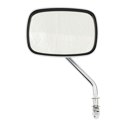 Late OEM style mirror, short stem, right side. Chrome