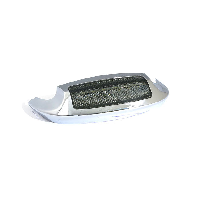 Custom Dynamics, front fender tip with light. Chrome