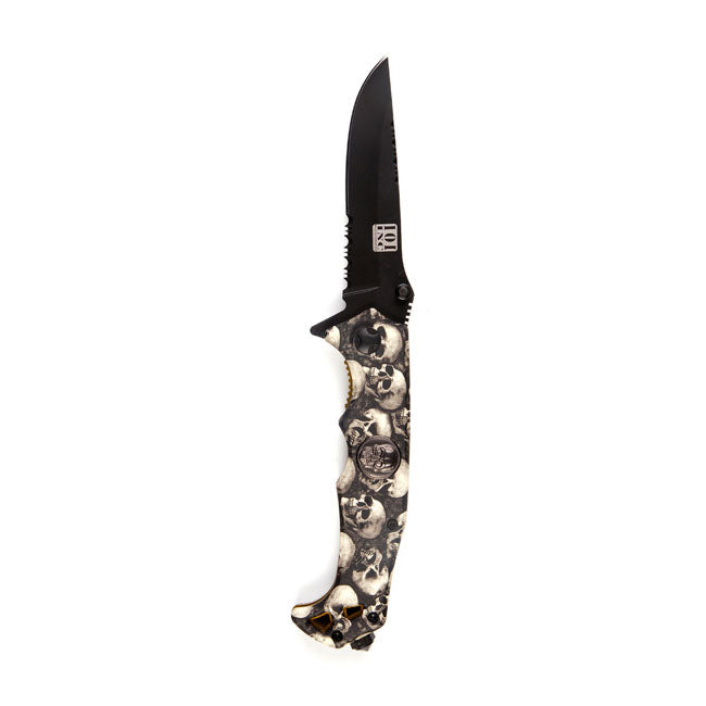 Knife skull & clip black ivory