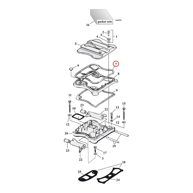 Cometic, upper rocker cover gasket Rubber