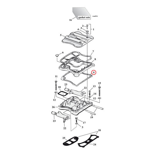 Cometic, lower rocker cover gasket Rubber