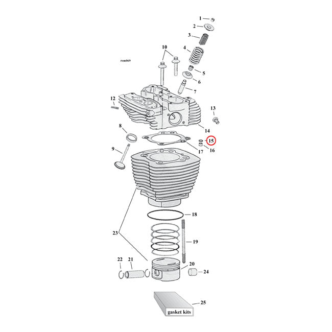 Cometic, o-ring cylinder head & base stud. Viton