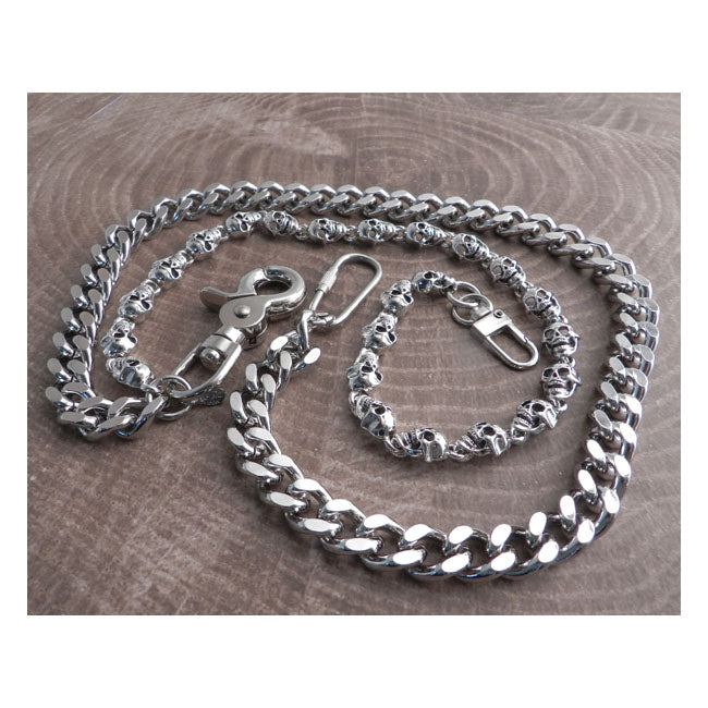 Amigaz Pewter Skull & Cut Leash Double Wallet Chain