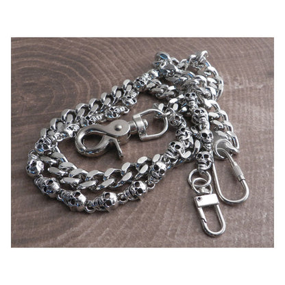 Amigaz Pewter Skull & Cut Leash Double Wallet Chain
