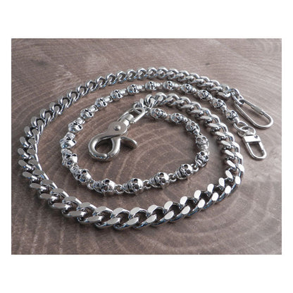 Amigaz Pewter Skull & Cut Leash Double Wallet Chain