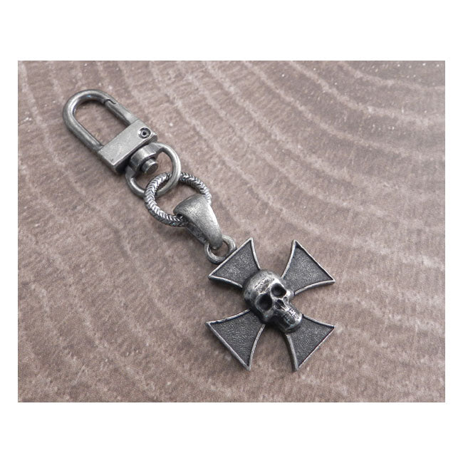 Amigaz Maltese Cross Skull key chain