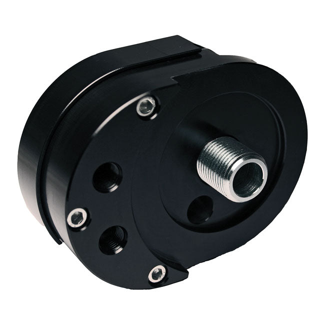 Feuling, offset oil filter adapter. Black