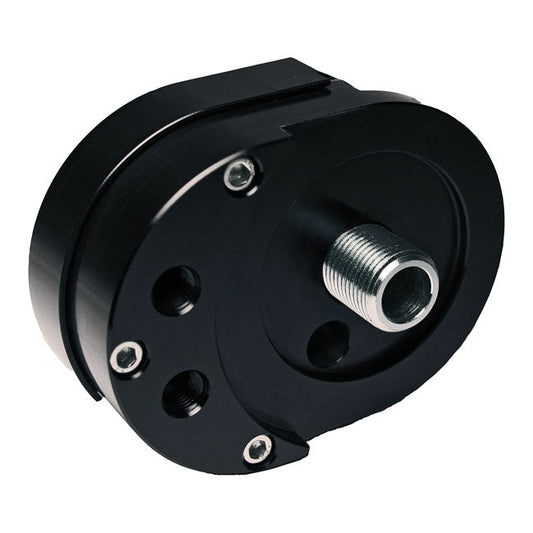 Feuling, offset oil filter adapter. Black