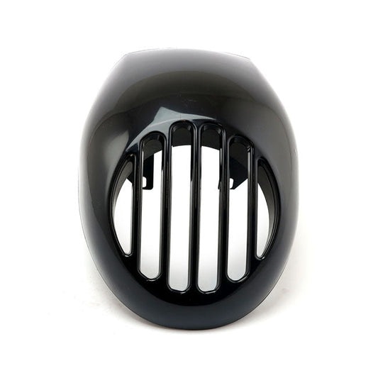 Upper headlamp fly fairing with integrated headlamp grill