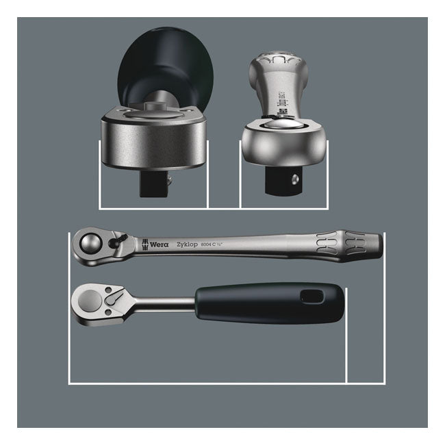 Wera Zyklop metal ratchet switch kit 1/2" drive Metric sizes