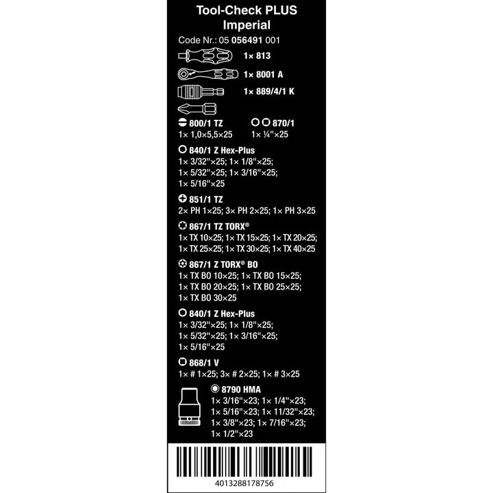 Wera tool-check plus imperial 1/4" drive - US sizes