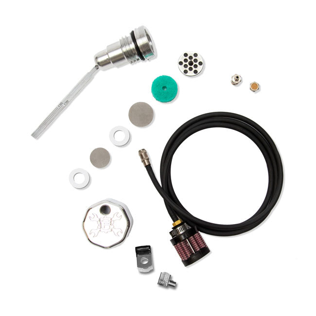 Feuling, oil tank breather kit vented dipstick Pol cap