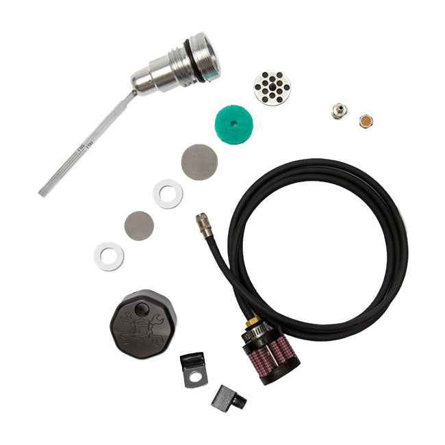 Feuling, oil tank breather kit vented dipstick Black cap