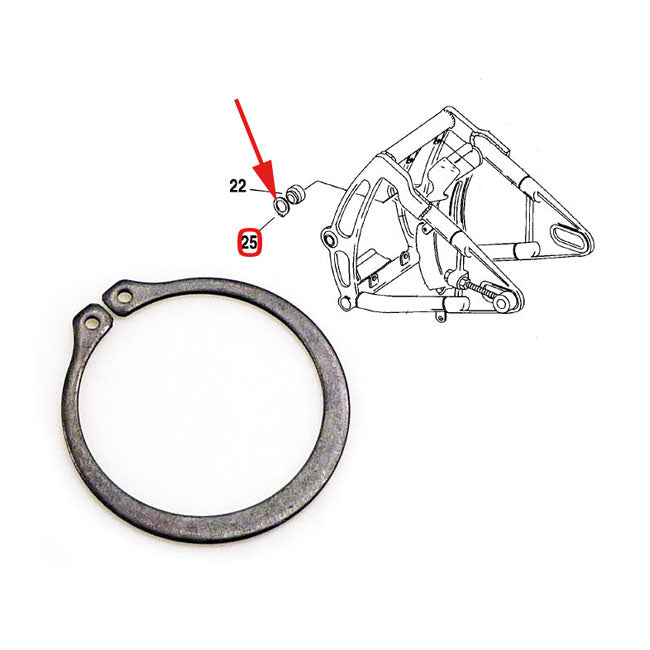 Retaining ring, swingarm bearing