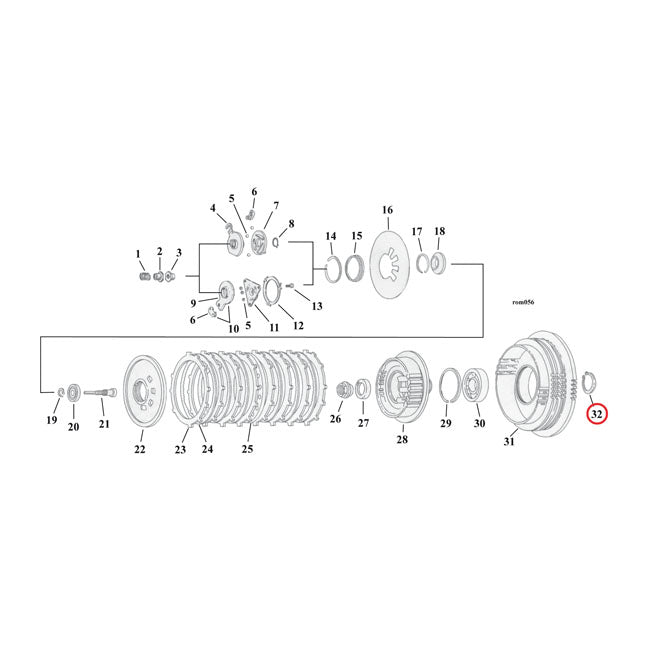 Retaining ring, clutch bearing