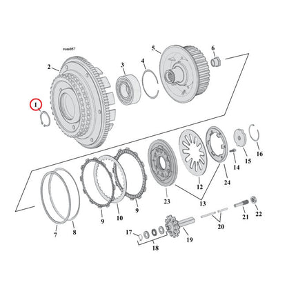 Retaining ring, clutch bearing