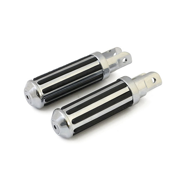 Rail foot pegs small diameter Chrome w/rubber inlays